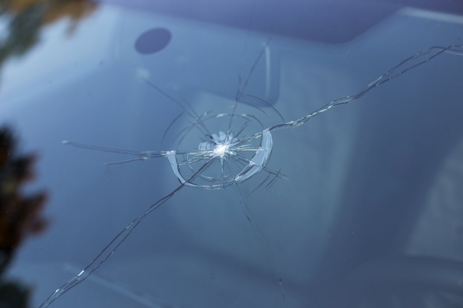Cracked windshield of car in Homestead, FL